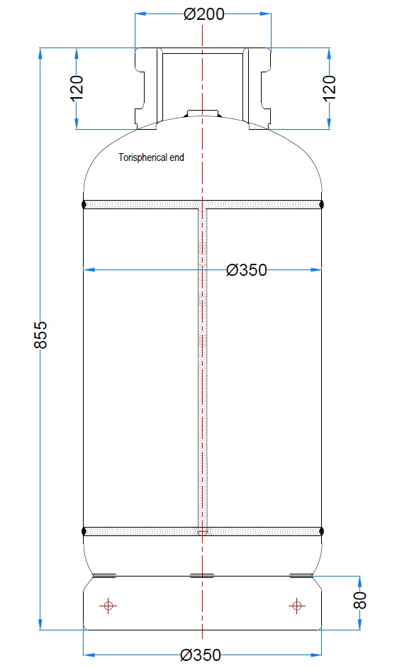 A design of 25 kg Commercial LPG  Cylinder 60L_Type2 designed for heavy-duty commercial use